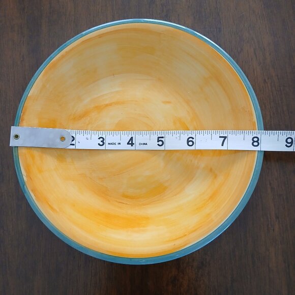 Large Yellow Ceramic Cup and Saucer with Green Leaves and Acorns - Picture 4 of 4